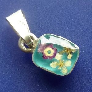 Pressed Dried Flowers Sterling Charm/Pendent